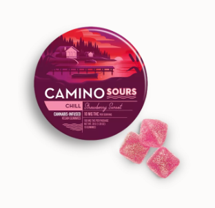 Unwinding with Chill Strawberry Sunset Gummies, blending indica calm and fruity zest.