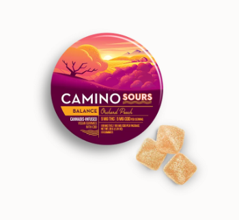 Savor the sweet equilibrium of Balance Orchard Peach Camino Gummies, infused with ideal CBD and THC.