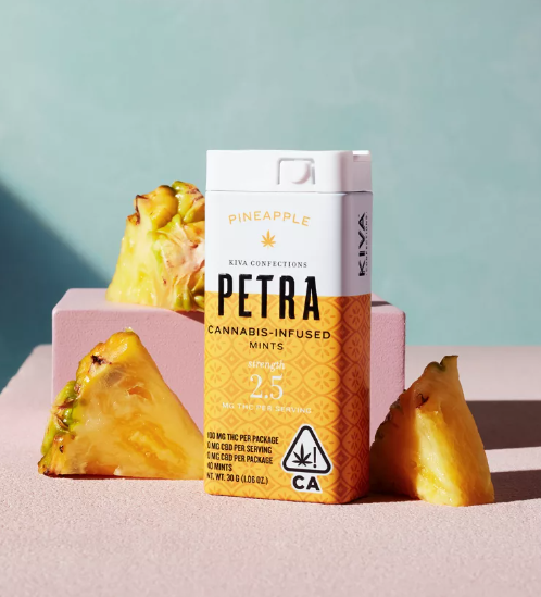 Discover the sweet Pineapple Petra Mints. Each mint combines the taste of ripe pineapple, providing a refreshing and satisfying experience. Ideal for those who love Kiva edibles and Petra mints.